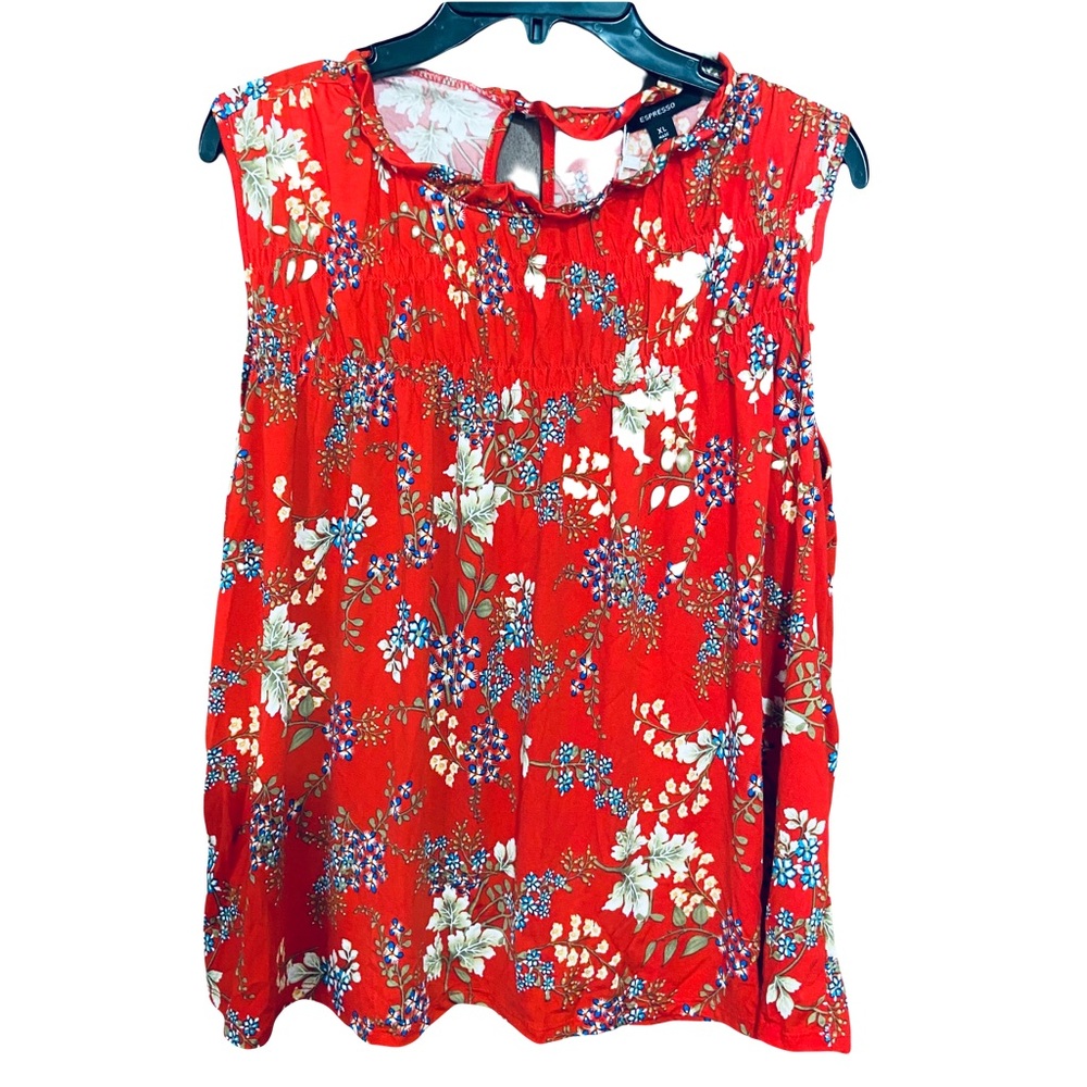 Floral Red Sleeveless Top